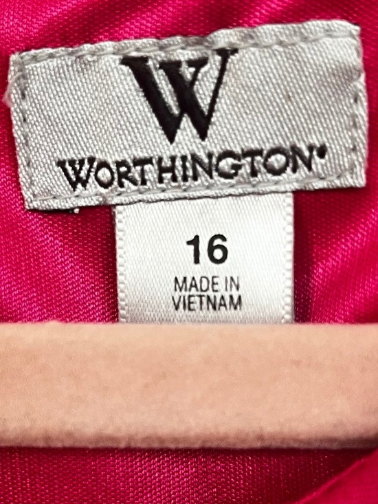 Worthington Hot Pink Textured Knit Gold Zipper Sleeveless Sheath Dress Size 16 - Picture 7 of 8